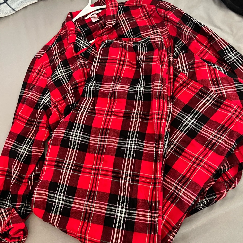 Victoria's Secret Red and Black Plaid Pajama Set